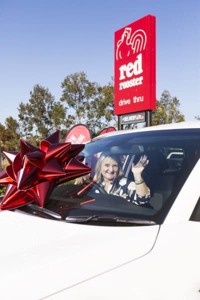 Promotional Bow | Big Red Bow | Car Giveaway | Red Rooster